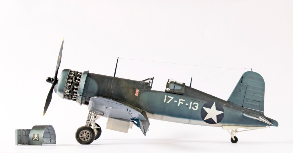 Tamiya 1/32 Vought F4U-1 Corsair “Birdcage”, U.S. Navy VF-17 “Jolly Rogers”, Lt. James A. Hatford, USS Bunker Hill,&nbsp;1943